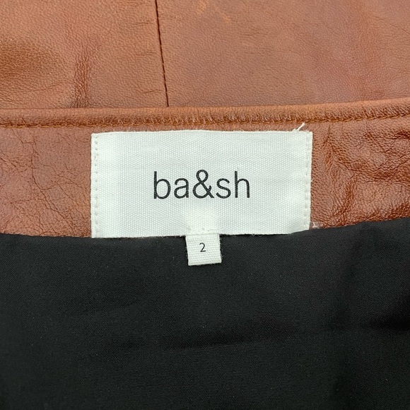 ba&sh Melba Lamb Leather Zip Up Mini Skirt - Picture 5 of 14